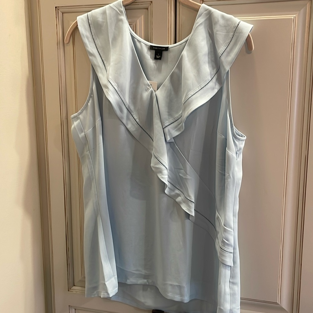Ann Taylor NWT Powder Blue Blouse with Size Zip Size 12